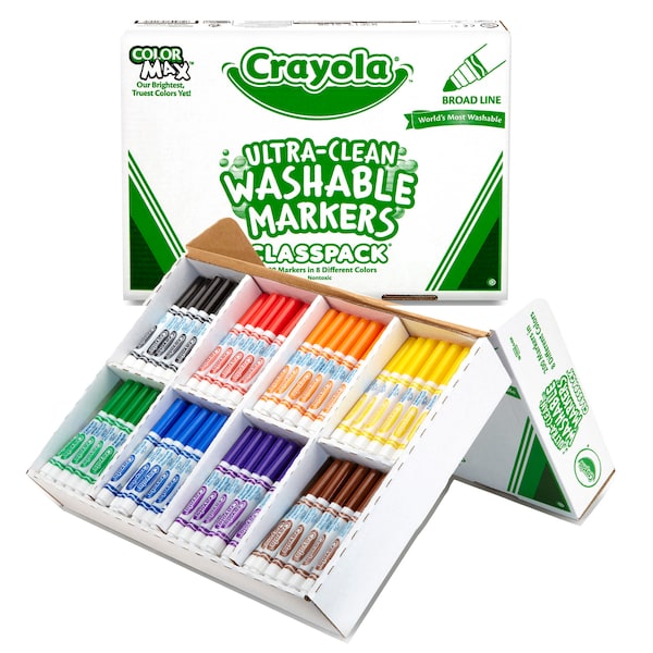 Ultra-Clean Washable Markers Classpack, Broad Line, 8 Colors, PK200